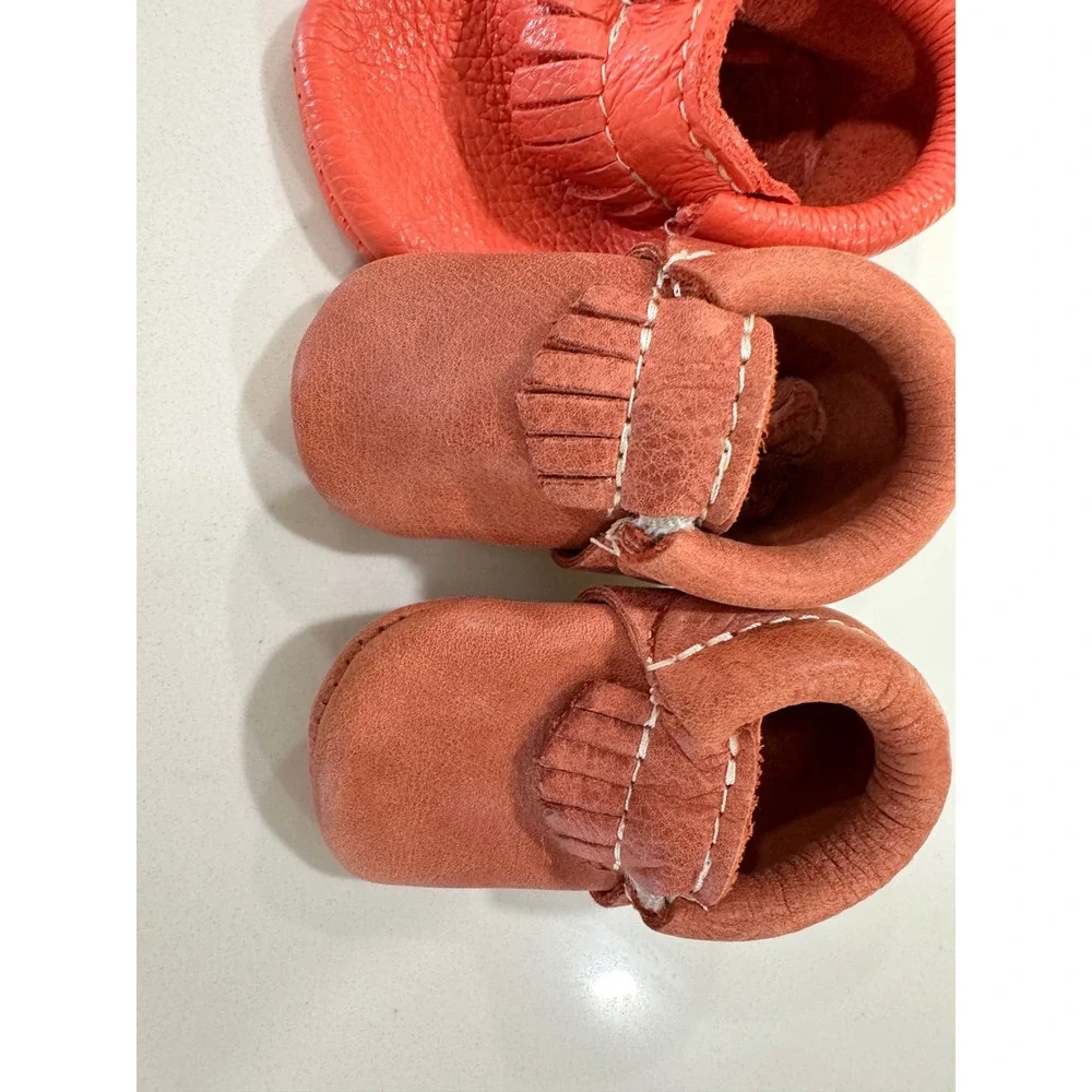 Freshly Picked Leather Baby Moccasin Bundle Size 0 1 Camo‎ Orange Brown 3 Pairs